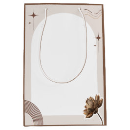 ブラウンミニマリストボホドライフラワー ミディアムペーパーバッグ