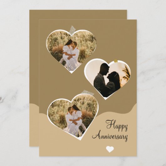 ブラウンミニマリスト記念写真コラージュ 招待状 (正面/裏面)