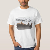 ブラウンミニマリストWanderlust：山と森 Tシャツ (正面)