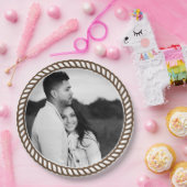 ブラウンミニマルカントリー西ロープ写真 ペーパープレート (パーティー)