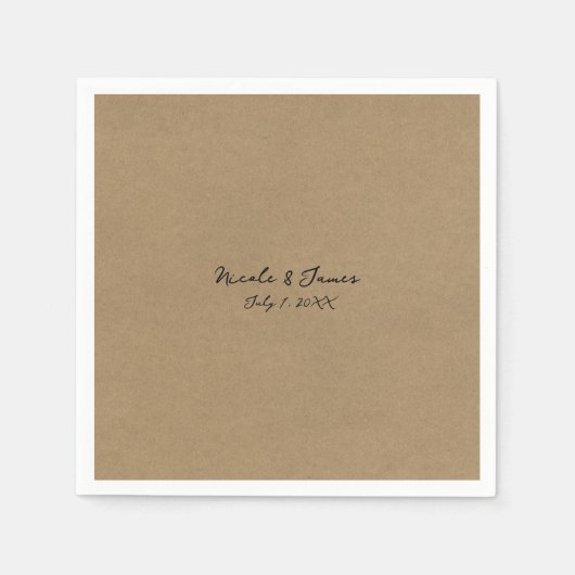 ブラウンミニマルクモダンラ結婚フト スタンダードカクテルナプキン (正面)