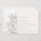 ブラウンミニマルフローラスエレガントケッチブライダルシャワー 招待状 (正面)