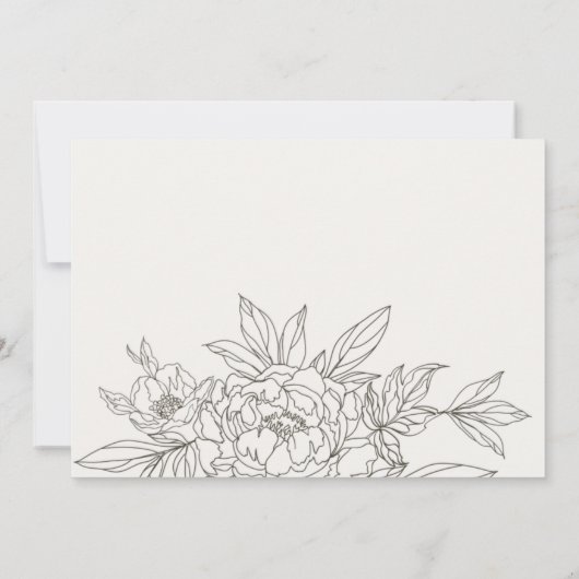 ブラウンミニマルフローラスエレガントケッチブライダルシャワー 招待状 (裏面)