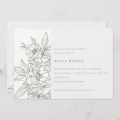 ブラウンミニマルフローラスエレガントケッチブライダルシャワー 招待状 (正面/裏面)