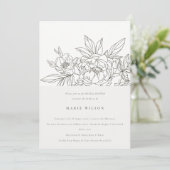 ブラウンミニマルフローラスエレガントケッチブライダルシャワー 招待状 (スタンド正面)