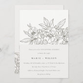 ブラウンミニマルフローラスエレガントケッチ誓の更新 招待状 (正面/裏面)