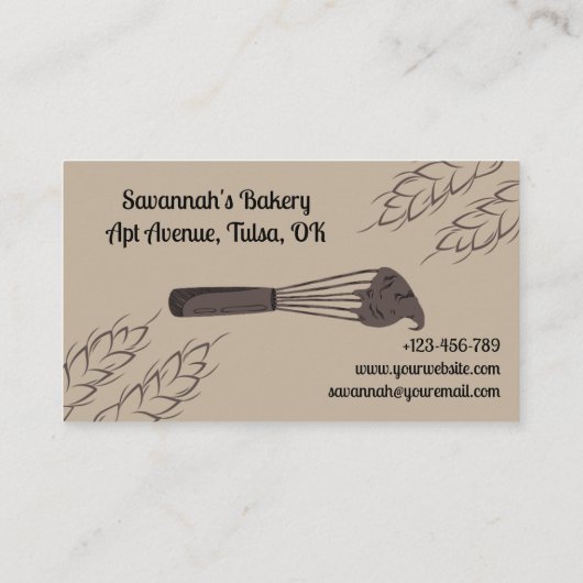ブラウンミニマルベーキングウィスクベーカリー 名刺 (裏面)