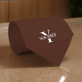 ブラウンミニマルモノグラムのリスト ネクタイ