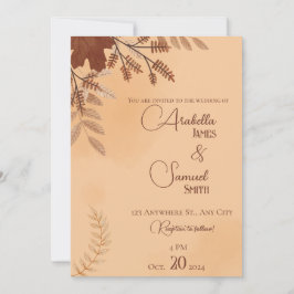 ブラウンミニマル秋の結婚式招待状 招待状