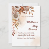 ブラウンミニマル秋マザーズデイブランチ 招待状 (正面)