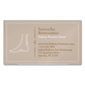 ブラウンミニマル足マッサージポディアトリ マグネット名刺 (正面)