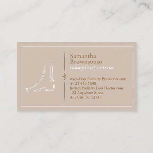 ブラウンミニマル足マッサー気にジポディアトリ 名刺 (裏面)