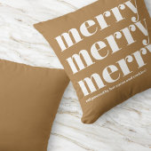 ブラウンメリーホワイトタイポグラフィおもしろいクリスマスホリデー クッション