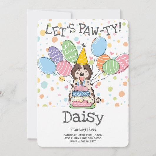 ブラウンメルレコックパオカバポウドッグバースデーパーティー 招待状 (正面)
