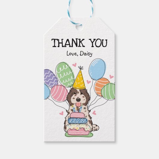 ブラウンメルレコックパプオカバプー誕生日パーティーのお願い ギフトタグ (正面)