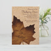 ブラウンメープルリーフサンクスギビングディナー招待状 招待状 (スタンド正面)