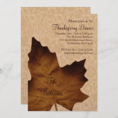 ブラウンメープルリーフサンクスギビングディナー招待状 招待状 (正面/裏面)