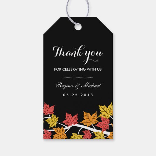 ブラウンメープルリーフ秋結婚のギフトラベル ギフトタグ (正面)