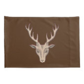 ブラウンメールディアヘッドブラックエッチング顔〔雄ジカの〕枝角 枕カバー (裏面-右)