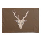 ブラウンメールディアヘッドブラックエッチング顔〔雄ジカの〕枝角 枕カバー (正面右)