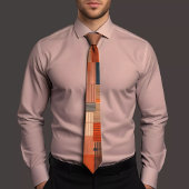 ブラウンモダンとオレンジのアクセントで結ぶ ネクタイ