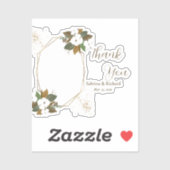 ブラウンモダンとクリームのフローラお願い シール (シート)