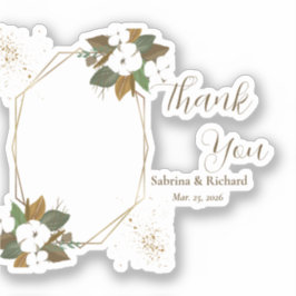 ブラウンモダンとクリームのフローラお願い シール