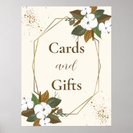 ブラウンモダンとクリームのフローラカードとギフト ポスター