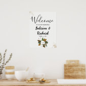 ブラウンモダンとクリームのフローラ歓迎の結婚兆候 ポスター (キッチン)