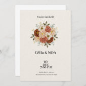 ブラウンモダンとグリーンの結婚式招待状 招待状 (正面/裏面)