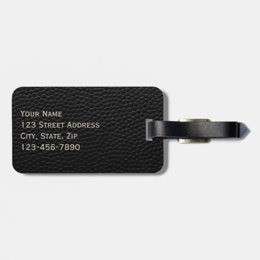 ブラウンモダンとブラックレザーのプリントラゲージタグ ラゲッジタグ (裏面横)