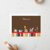 ブラウンモダンアルファベットスープフラットサンキューノート ノートカード (正面/裏面インサイチュ)