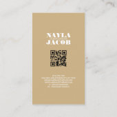 ブラウンモダンアース音パタ市松模様にーンQRコード 名刺 (裏面)