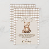 ブラウンモダンアーチトゥールリトルベア誕生日 サンキューカード (正面/裏面)