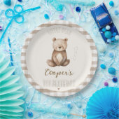 ブラウンモダンアーチリトルベア1st誕生日 ペーパープレート (パーティー)