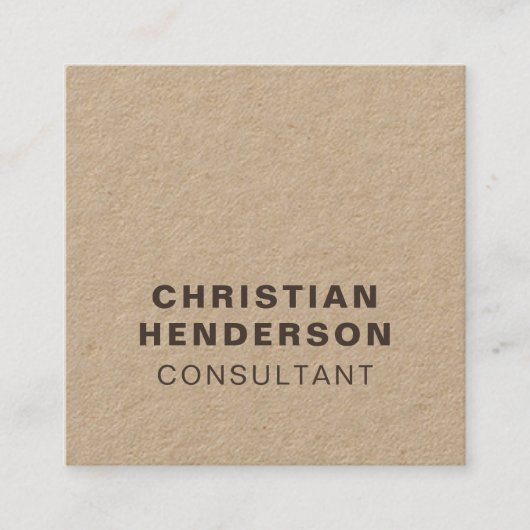 ブラウンモダンエレガントとクラフト紙コンサルタント スクエア名刺 (正面)