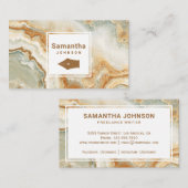 ブラウンモダンエレガントマーブルペンニブプロフェッショナル 名刺 (正面/裏面)