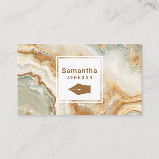 ブラウンモダンエレガントマーブルペンニブプロフェッショナル 名刺 (正面)