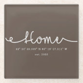 ブラウンモダンカスタムホームGPS座標 ガラスコースター (正面)
