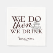 ブラウンモダンクパーソナライズされた・カクテル・ア結婚ワー スタンダードカクテルナプキン (正面)