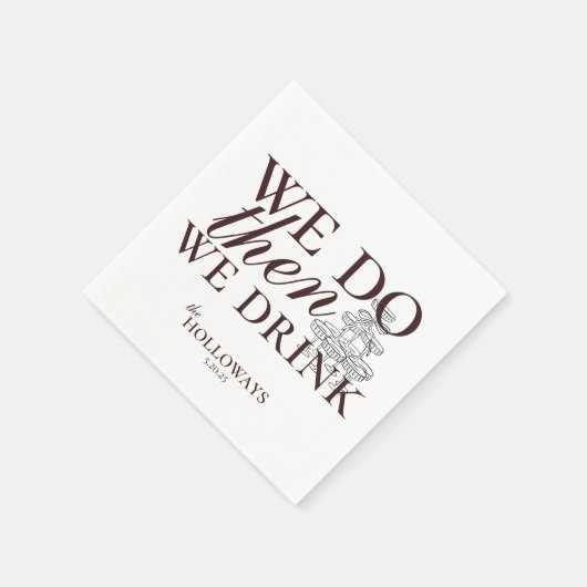 ブラウンモダンクパーソナライズされた・カクテル・ア結婚ワー スタンダードカクテルナプキン (角)