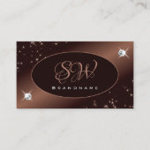 ブラウンモダングリッタースグラデーションターズダイヤモンドイニシャル 名刺 (正面)