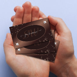 ブラウンモダングリッタースターズグラデーションダイヤモンドモノグラム 名刺