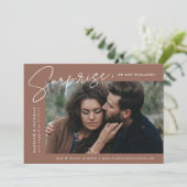 ブラウンモダンサプライズ写真婚約 案内状 (スタンド正面)