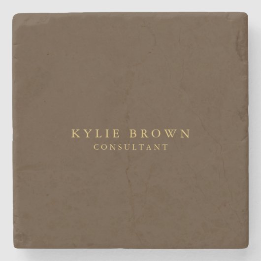 ブラウンモダンスタイリッシュ金ゴールドプロフェッショナルトレンディー ストーンコースター (正面)