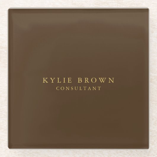 ブラウンモダンスタイリッシュ金ゴールドプロフェッショナル ガラスコースター (正面)