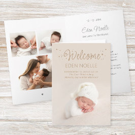 ブラウンモダンスター生誕発表折り畳みカード 招待状