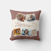 ブラウンモダンタイポグラフィファミリーコラージュ写真 クッション (正面)