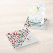 ブラウンモダンテラゾモノグラム ガラスコースター (アングル)