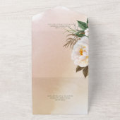 ブラウンモダンディナーのホワイト牡丹フローラ オールインワン招待状 (外側)